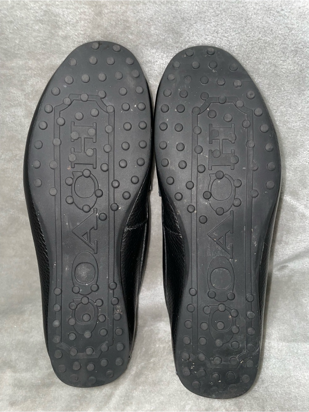 Coach Fredrica Black Pebbled Leather Loafers with Silver Logo Plate With Box Sz9 - Picture 7 of 12